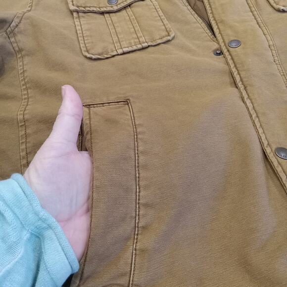 Levi’s Jacket XL Brown Quilted Canvas Work Utility Field Coat Snap Front Chore - Picture 3 of 16